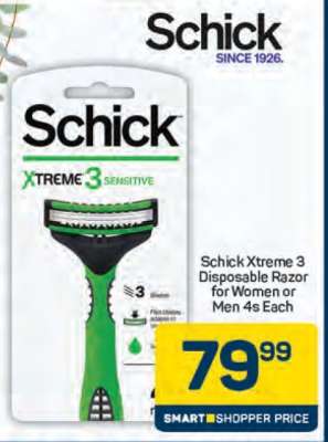 Schick Xtreme 3 Disposable Razor for Women or Men 4s Each