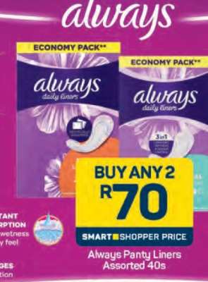 Always Panty Liners Assorted 40s