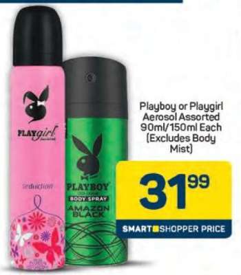 Playboy or Playgirl Aerosol Assorted 90ml/150ml Each