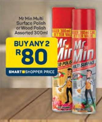 Mr Min Multi Surface Polish or Wood Polish Assorted 300ml