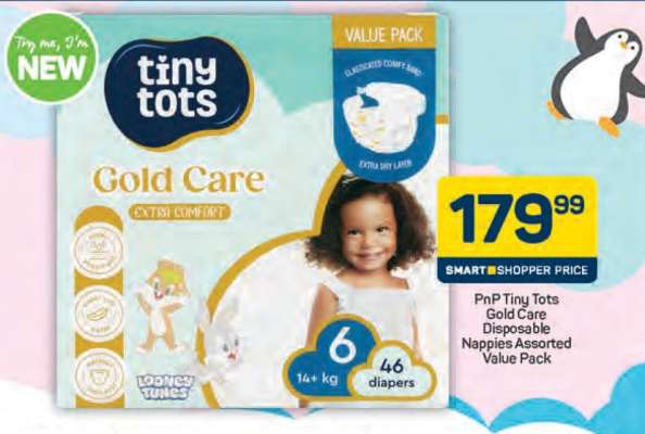 PnP Tiny Tots Gold Care Disposable Nappies Assorted Value Pack