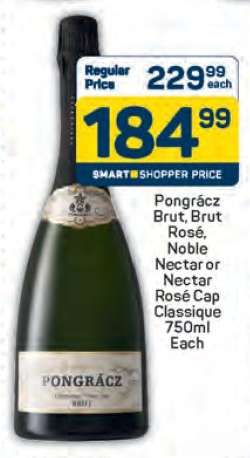 Pongrácz Brut, Brut Rosé, Noble Nectar or Nectar Rosé Cap Classique 750ml Each