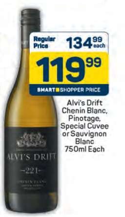 Alvi's Drift Chenin Blanc, Pinotage, Special Cuvee or Sauvignon Blanc 750ml Each