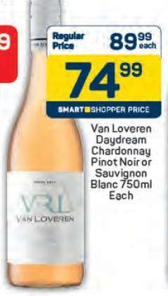 Van Loveren Daydream Chardonnay Pinot Noir or Sauvignon Blanc 750ml Each
