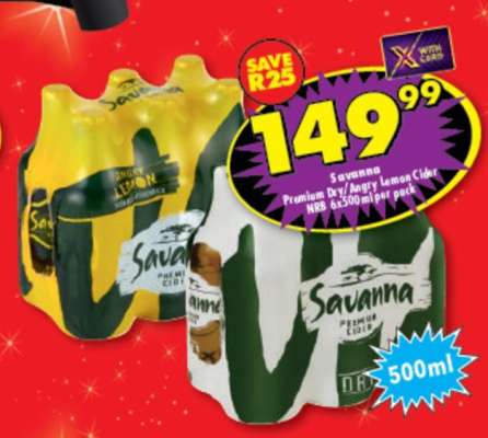 Savanna Premium Dry/Dangy Lemon Cider NRB 6x500ml per pack