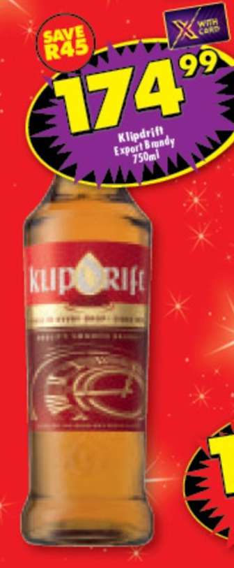 KLIPDRIFT EXPORT BRANDY 750ml