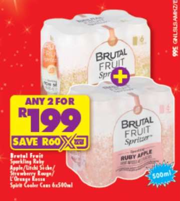 Brutal Fruit Sparkling Ruby Apple/Litchi Sèche/Strawberry Rouge/L’Orange Rosso Spirit Cooler Can 6x500ml