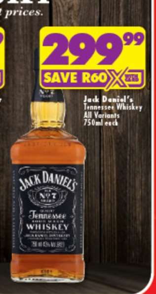Jack Daniel’s Tennessee Whiskey All Variants 750ml each