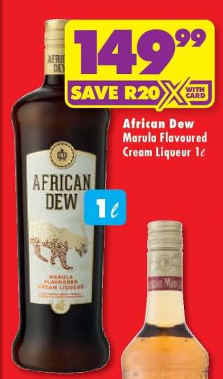African Dew Marula Flavoured Cream Liqueur 1ℓ