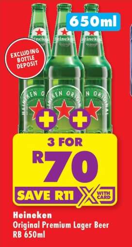 Heineken Original Premium Lager Beer RB 650ml