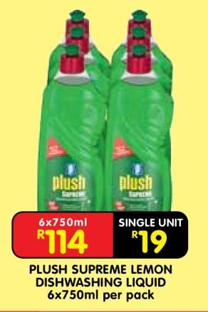 PLUSH SUPREME LEMON DISHWASHING LIQUID 6x750ml per pack