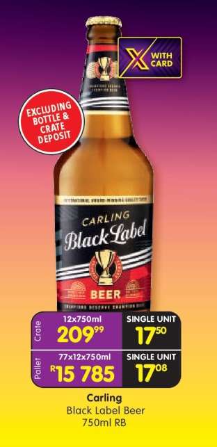 CARLING BLACK LABEL BEER 750ml RB