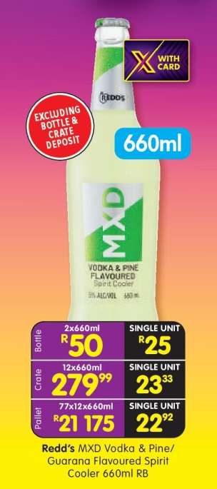 Redd’s MXD Vodka & Pine/Guarana Flavoured Spirit Cooler 660ml RB