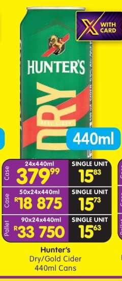 Hunter's Dry/Gold Cider 440ml cans