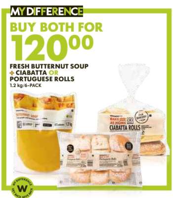 Fresh Butternut Soup + Ciabatta or Portuguese Rolls