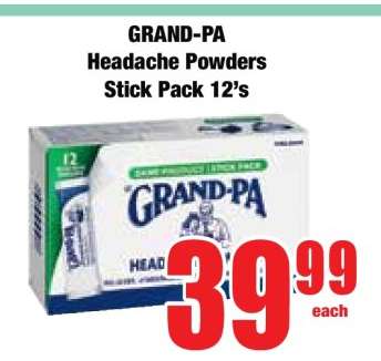 GRAND-PA Headache Powders Stick Pack 12's
