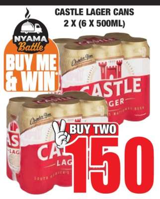 CASTLE LAGER CANS 2 X (6 X 500ML)