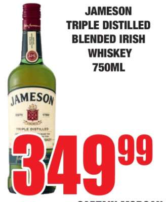 Jameson Triple Distilled Blended Irish Whiskey 750ml