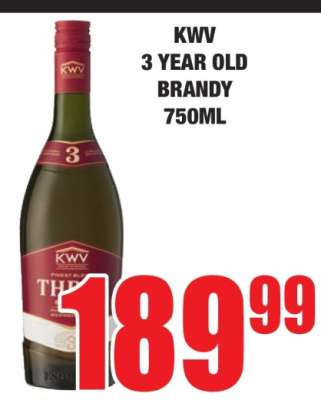KWV 3-Year Old Brandy 750ml