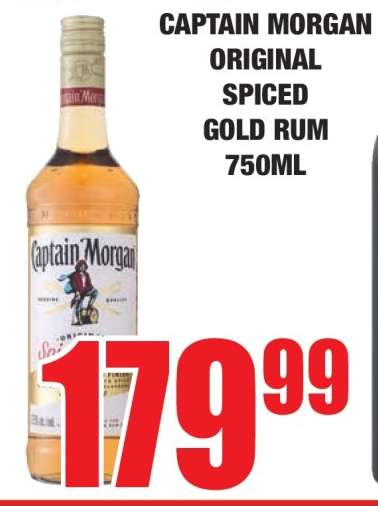 CAPTAIN MORGAN ORIGINAL SPICED GOLD RUM 750ml