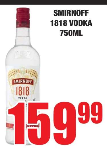 SMIRNOFF 1818 VODKA 750ML