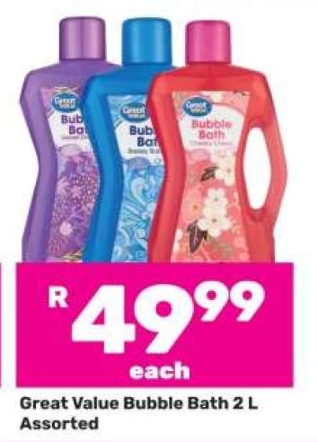 Great Value Bubble Bath 2 L Assorted