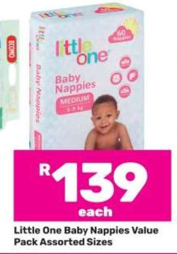 Little One Baby Nappies Value Pack Assorted Sizes