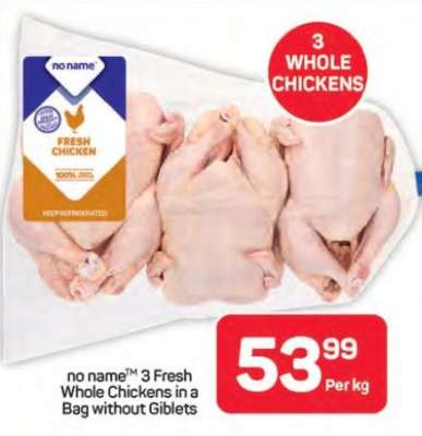 no name™ 3 Fresh Whole Chickens in a Bag without Giblets