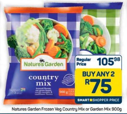 Natures Garden Frozen Veg Country Mix or Garden Mix 900g