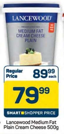 Lancewood Medium Fat Plain Cream Cheese 500g