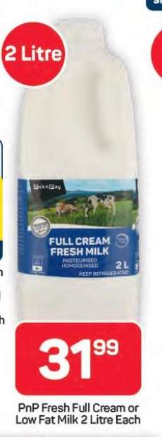 PnP Fresh Full Cream or Low Fat Milk