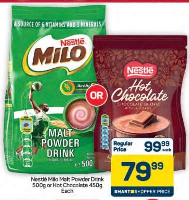 Nestlé Milo Malt Powder Drink or Hot Chocolate