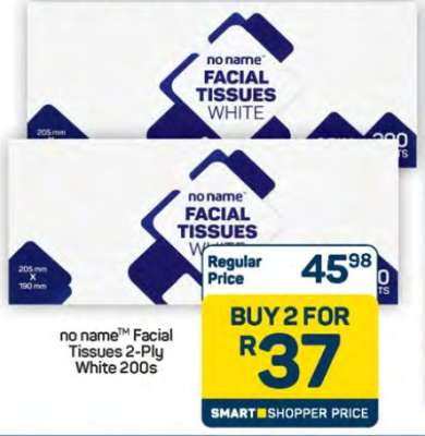 no name Facial Tissues 2-Ply White 200s