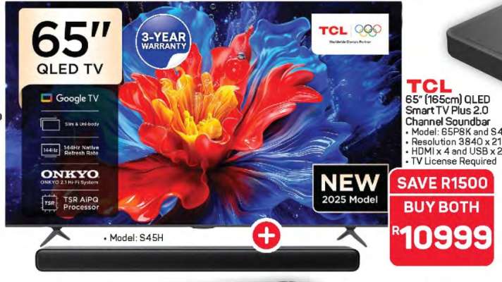 TCL 65" QLED TV + Soundbar