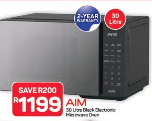 AIM 30 Litre Black Electronic Microwave Oven