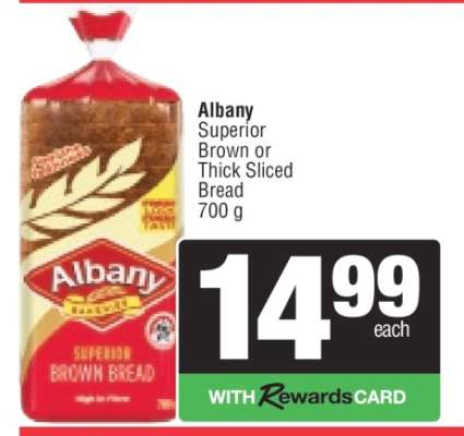 Albany Superior Brown or Thick Sliced Bread