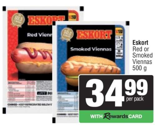 Eskort Red or Smoked Viennas 500 g