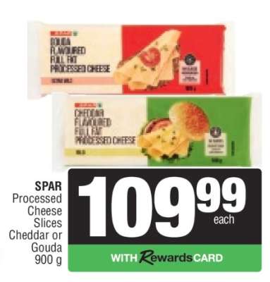 SPAR Processed Cheese Slices Cheddar or Gouda 900 g