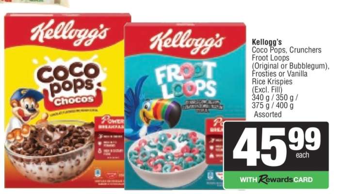 Kellogg's Coco Pops, Crunchers, Froot Loops