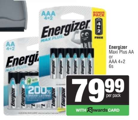 Energizer Maxi Plus AA or AAA 4+2 6s