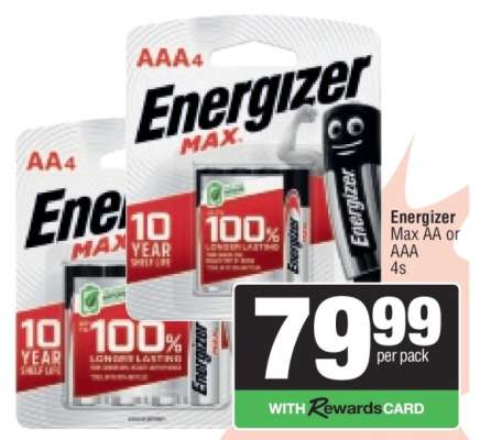 Energizer Max AA or AAA 4s