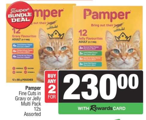 Pamper Fine Cuts in Gravy or Jelly Multi Pack 12s Assorted