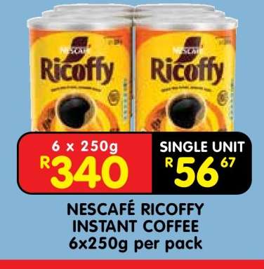 NESCAFÉ RICOFFY INSTANT COFFEE 6x250g per pack