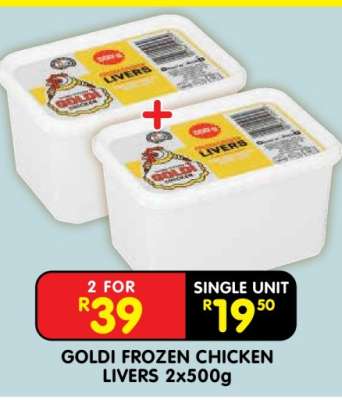 GOLDI FROZEN CHICKEN LIVERS 2x500g