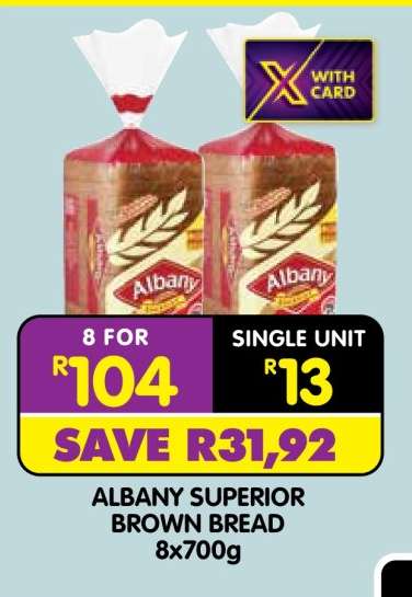 ALBANY SUPERIOR BROWN BREAD 8x700g