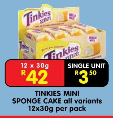TINKIES MINI SPONGE CAKE all variants 12x30g per pack
