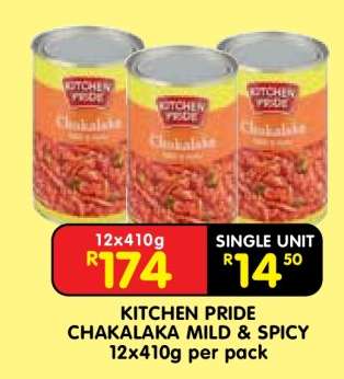 KITCHEN PRIDE CHAKALAKA MILD & SPICY 12x410g per pack