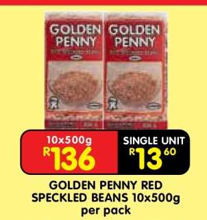 GOLDEN PENNY RED SPECKLED BEANS 10x500g