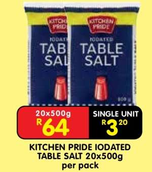 KITCHEN PRIDE IODATED TABLE SALT 20x500g