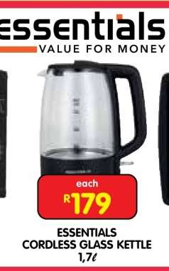ESSENTIALS CORDLESS GLASS KETTLE